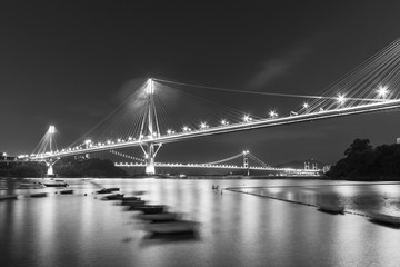Ting Kau Bridge and Tsing Ma Bridge in Hong Kong at night