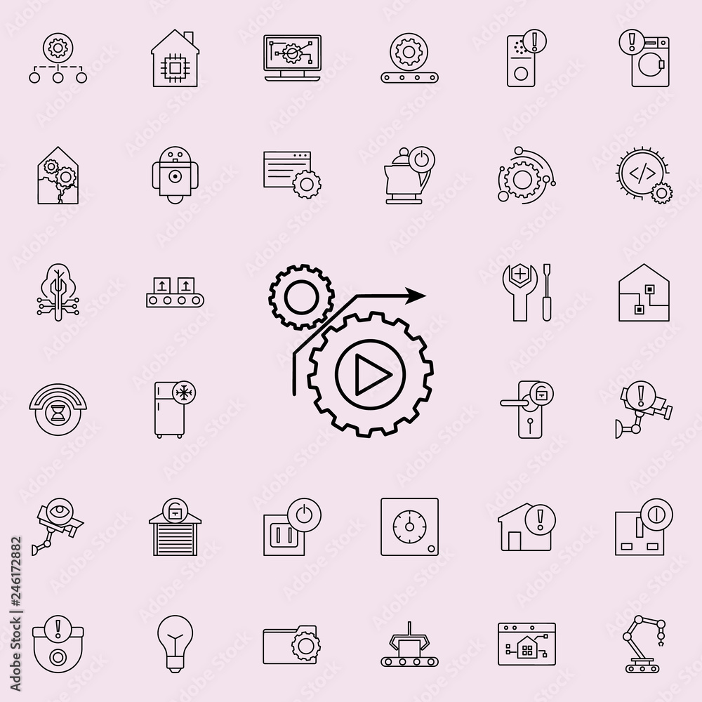 Poster direction of the mechanism icon. automation icons universal set for web and mobile
