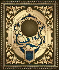 Golden ornate decorative emblem