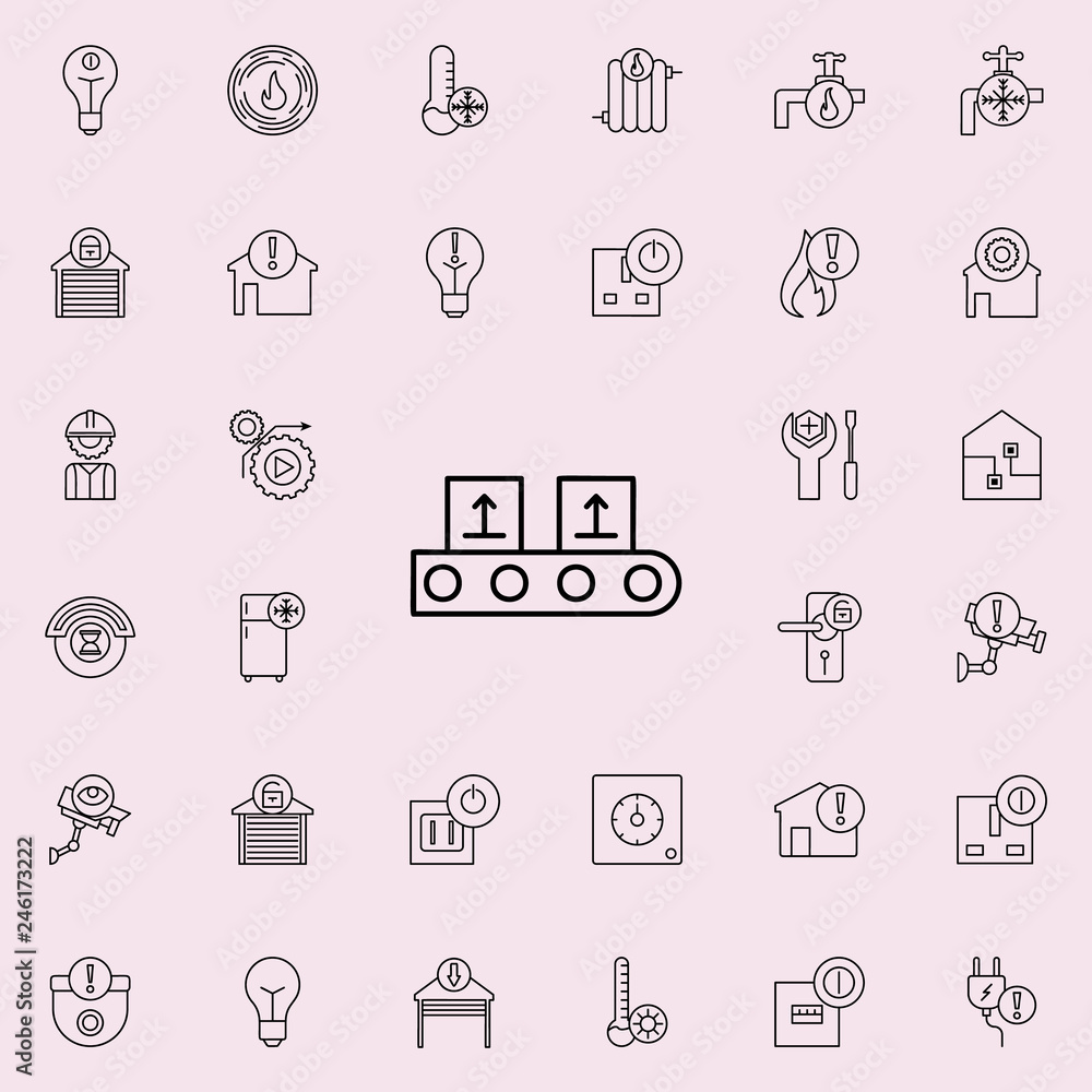 Poster packing production line icon. automation icons universal set for web and mobile