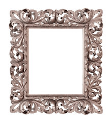 Silver frame for paintings, mirrors or photo isolated on white background