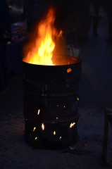 big fire flames in the barrel