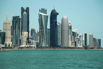 Obraz na płótnie Canvas Financial centre in Doha city, Qatar