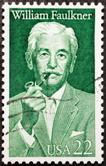 Writer William Faulkner on american postage stamp