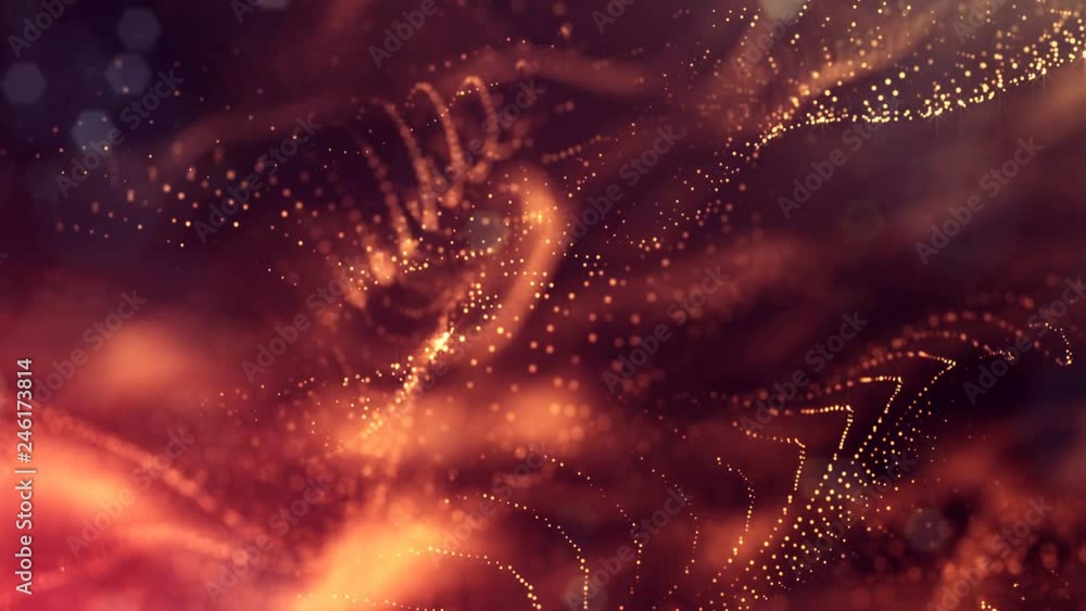 Poster 4k abstract looped backgrounds with luminous particles with depth of field. for holiday presentation