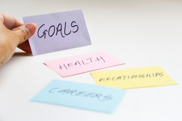 Goals written on paper