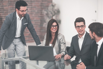 businessman holds a working meeting with the business team