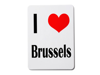 I love Brussels (Belgium) souvenir refrigerator magnet isolated on white background