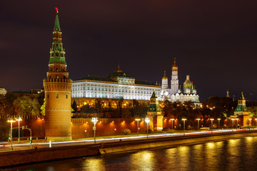 Moscow Kremlin at night. Landscape of the Moscow historical center