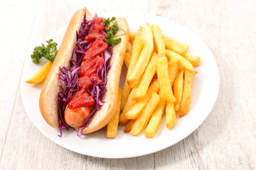 hot dog and french fries
