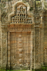 Bas relief on Ta Prohm temple, Angkor, Cambodia