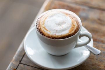 Backgrounds of Latte coffee. coffee cup latte art in shop.