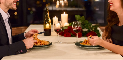 Romantic dinner on Valentine day concept