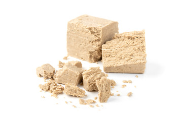 Sunflower halva isolated on white background. 