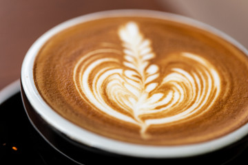 Backgrounds of Latte coffee. coffee cup latte art in shop.