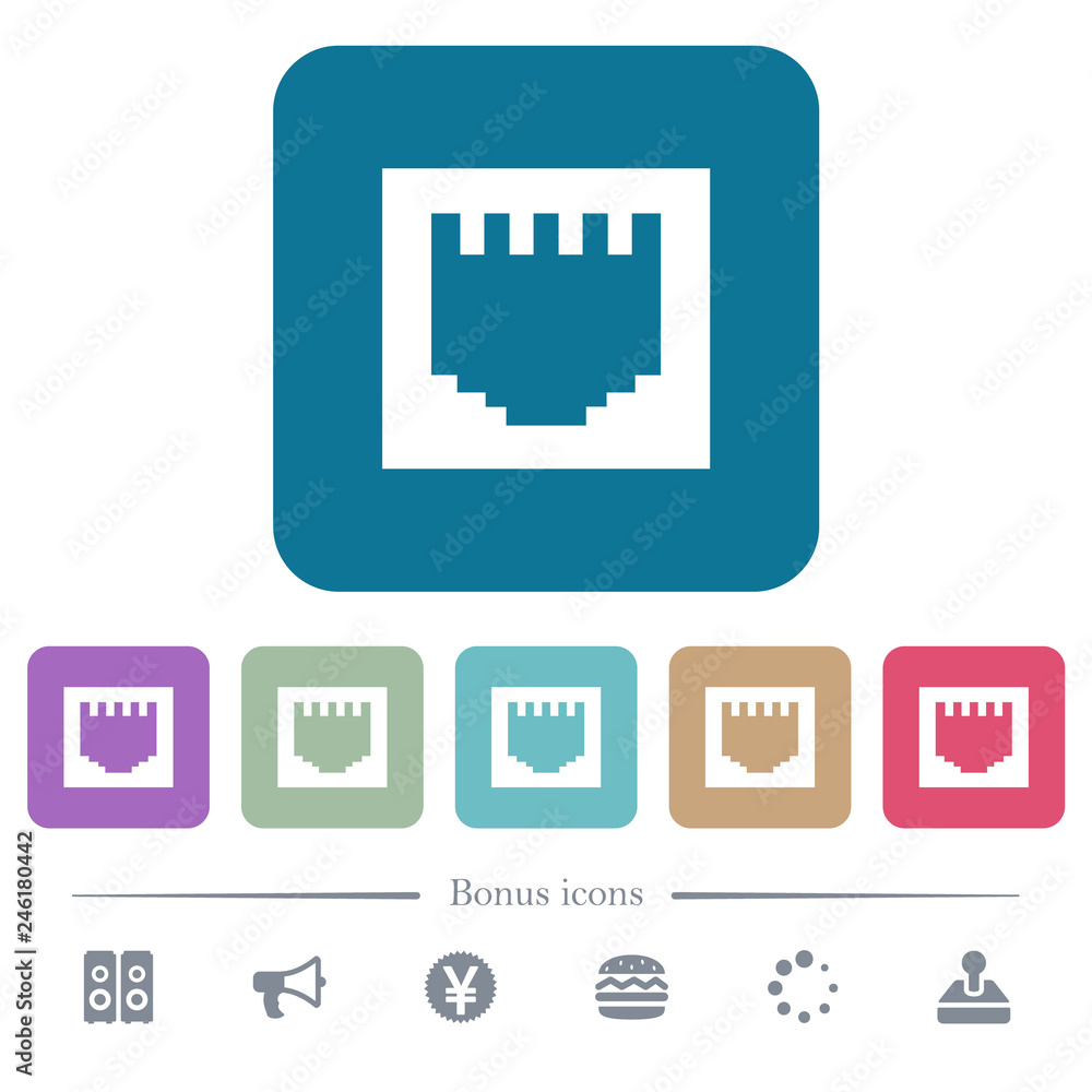 Aufkleber ethernet connector flat icons on color rounded square backgrounds