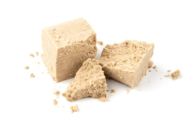 Sunflower halva isolated on white background. 