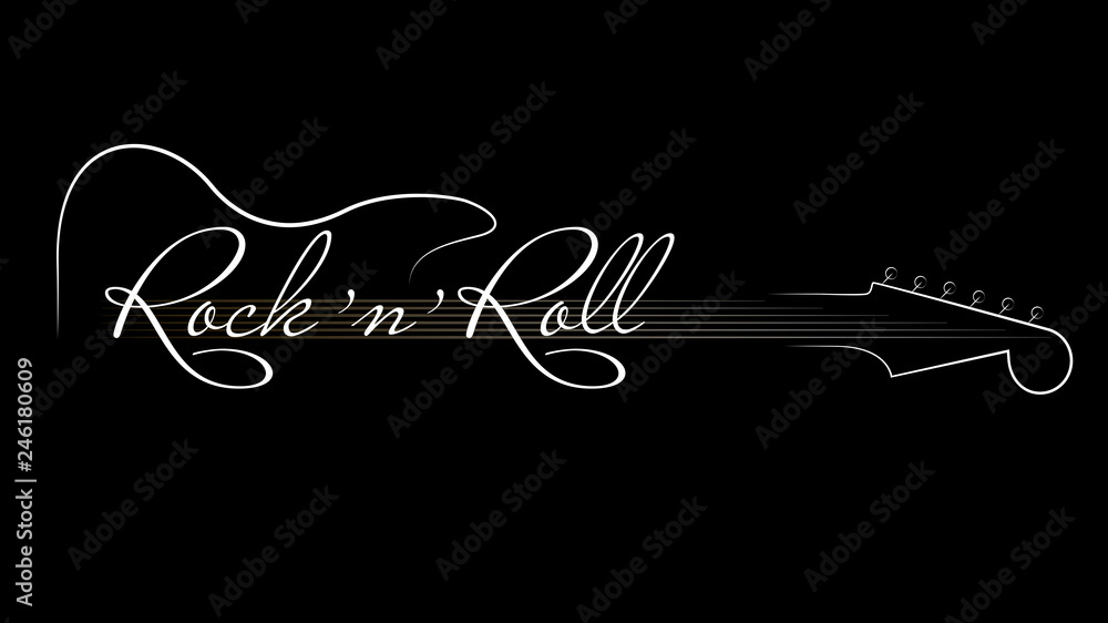 Wall mural Abstract music logo. Black music rock'n'roll background. Design element for invitation to party, disco, music banner, flyer, cover. Vector illustration