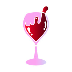 glass wine logo, red wine, silhouette glass