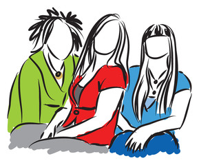 women having fun illustration
