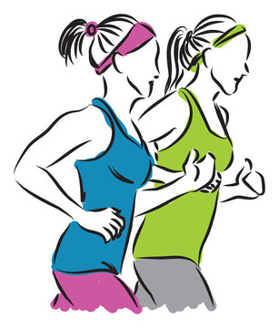 women jogging illustration