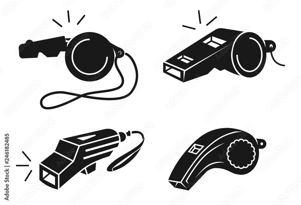 Poster whistle icons set. simple set of whistle vector icons for web design on white background