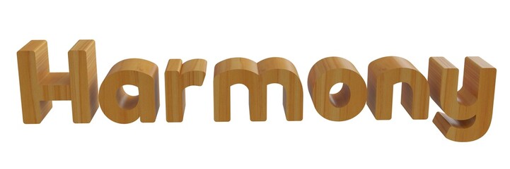 harmony in 3d name/word with wooden texture isolated