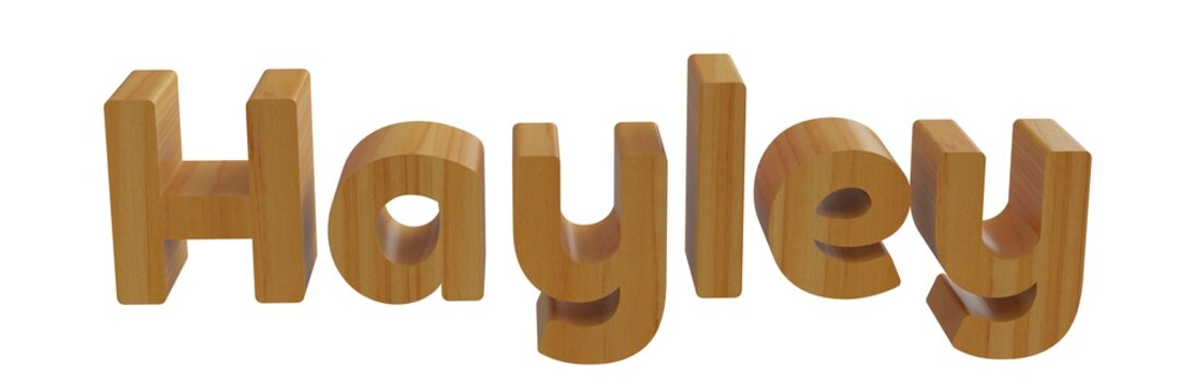 hayley in 3d name with wooden texture isolated