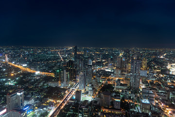 Obraz premium Panorama Bangkok City Skyline at Night.