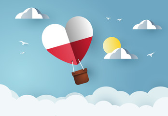 Heart air balloon with Flag of Poland for independence day or something similar