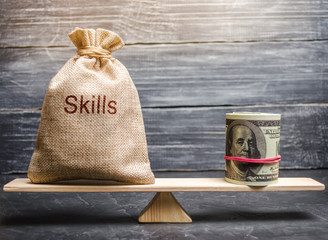 The concept of decent wages of an employee for useful skills. Professionals of the business....