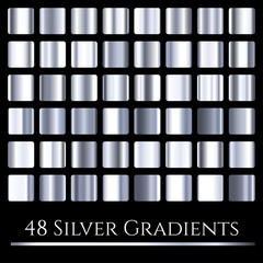 Vector set of silver gradients. Large collection.