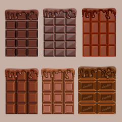 Set of craving delicious chocolate in a cartoon style