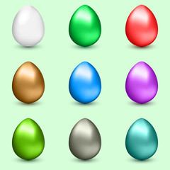 Vector Easter colorful eggs set. Collection of nine Easter eggs for your holiday design. Egg icons.