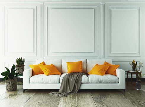 Modern living room, 3d rendering