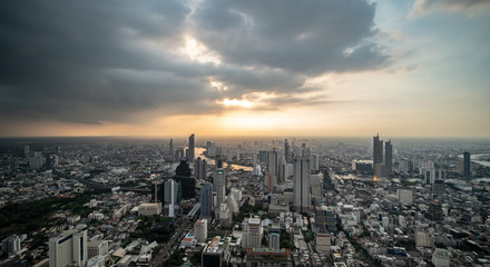 Obraz premium Panorama Bangkok City Skyline at Night.