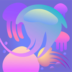 Naklejka premium 3d colorful background with jellyfish in blue water.