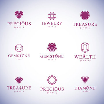 Collection of vector abstract geometric figures best for use as elegant business logo. Diamond design element.