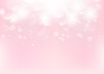 Abstract, Valentines day fantasy, pink blurry with scatter rose petal and heart, Bokeh romantic background seasonal holiday vector illustration