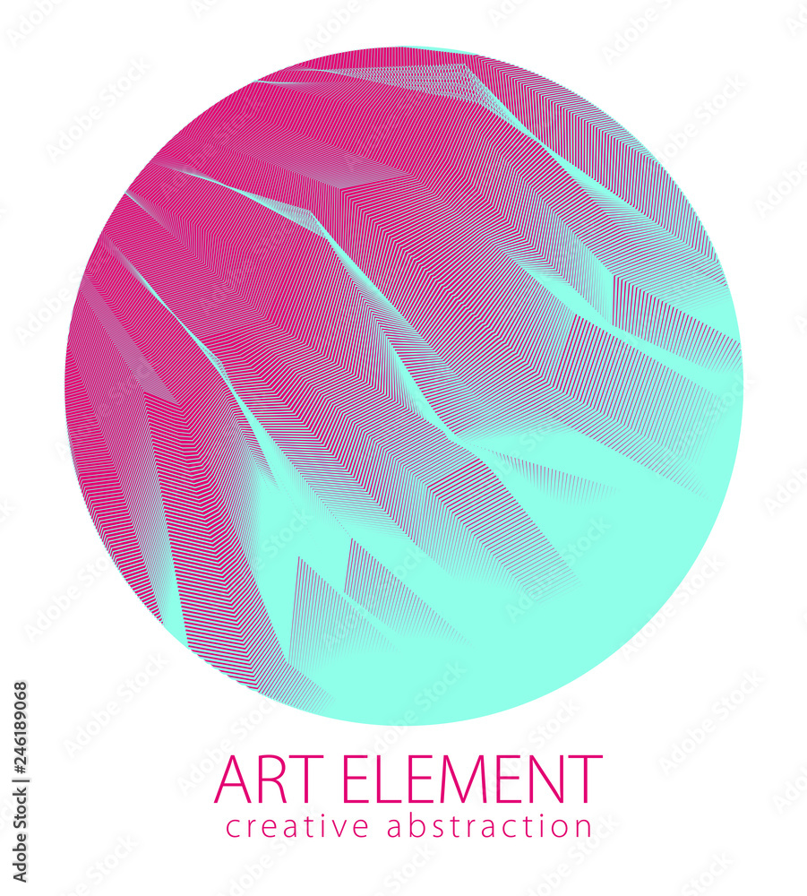 Aufkleber round shape art and design element of beautiful linear surface texture. vector abstract 3d perspecti