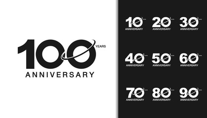 Set of anniversary logotype. Modern anniversary celebration with saturn design. For company profile, booklet, leaflet, magazine, brochure poster, web, invitation or greeting card. © n.ko.studios