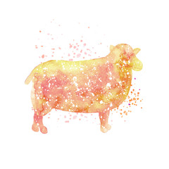 Watercolor sheep silhouette