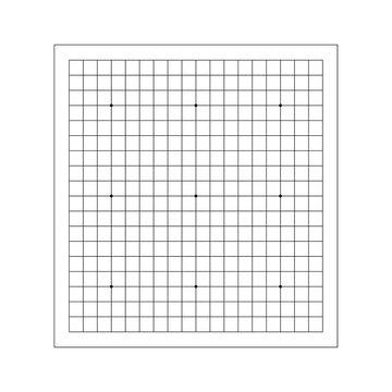 Vector line of empty goban grid. Go board game equipment