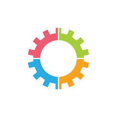 colorful geometric cog wheel logo vector