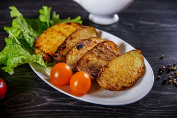 grilled chicken with vegetables on white plate