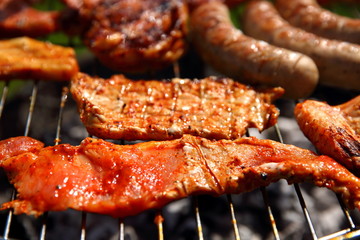 Meat and sausage on the grill is a treat for all those who prefer this diet.