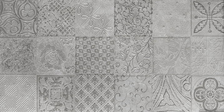 mosaic abstract geometric seamless gray ceramic pattern for kitchen tile