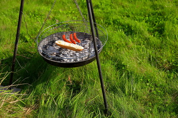 Meat and sausage on the grill is a treat for all those who prefer this diet.