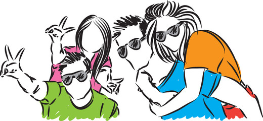 happy friends together illustration