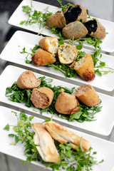 selection of traditional portuguese tapas snacks on table
